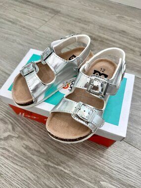 NIB Toddler Hoo Kate Double Strap Sandal - Silver - size 12